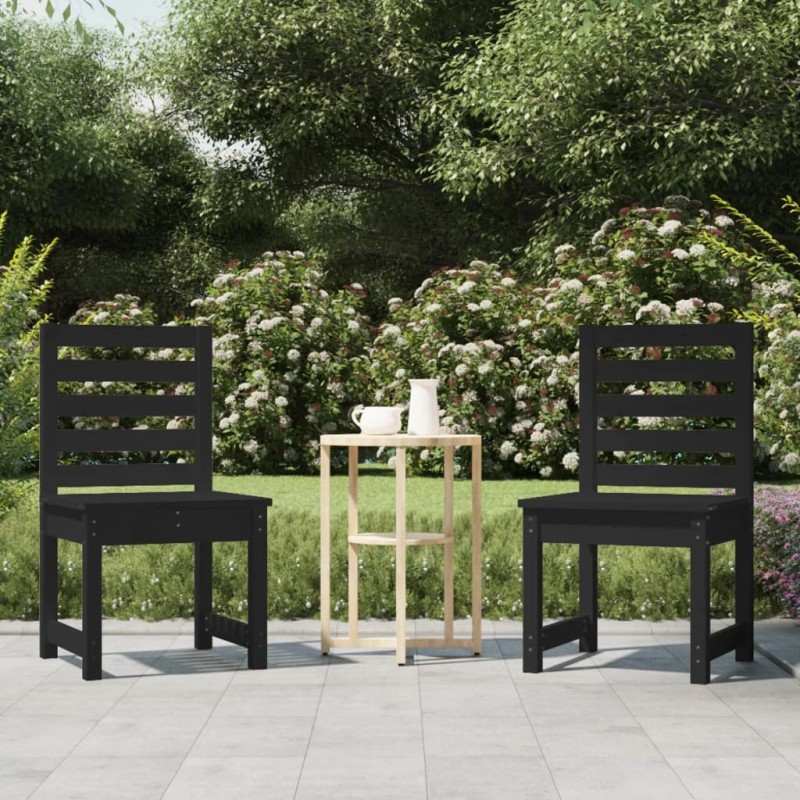 vidaXL Sedie da Giardino 2pz Nere 50x48x91,5 cm Legno Massello di Pino vidaXL Sedie da Giardino 2pz Nere 50x48x91,5 cm Legno Massello di Pino