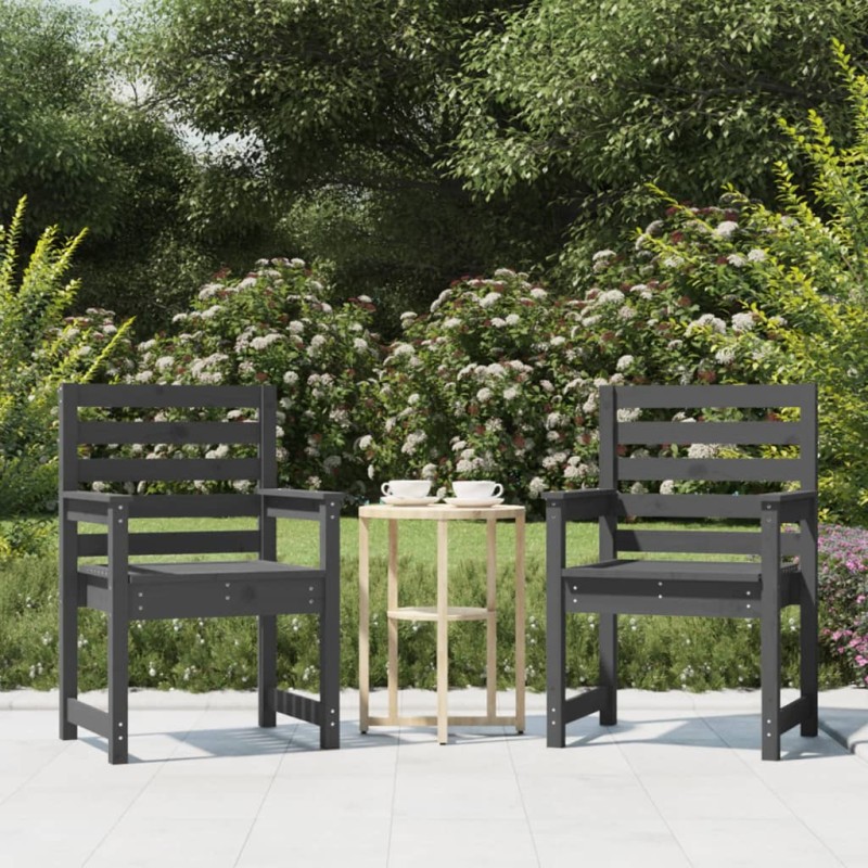 vidaXL Sedie da Giardino 2pz Grigie 60x48x91 in Legno Massello Pino vidaXL Sedie da Giardino 2pz Grigie 60x48x91 in Legno Massello Pino