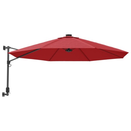 vidaXL Ombrellone a Parete con LED Rosso Chiaro 290 cm