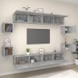 Set Mobili Porta TV 8pz Grigio Sonoma in Legno Multistrato Set Mobili Porta TV 8pz Grigio Sonoma in Legno Multistrato
