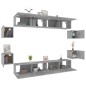 Set Mobili Porta TV 8pz Grigio Sonoma in Legno Multistrato Set Mobili Porta TV 8pz Grigio Sonoma in Legno Multistrato