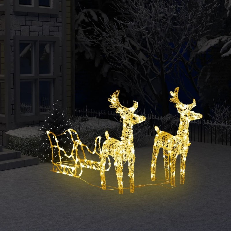 vidaXL Decorazione Natalizia Renne e Slitta 160 LED 130 cm in Acrilico vidaXL Decorazione Natalizia Renne e Slitta 160 LED 130 cm in Acrilico