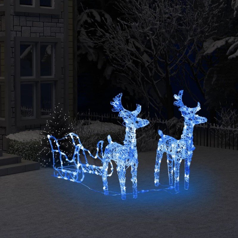 vidaXL Decorazione Natalizia Renne e Slitta 160 LED 130 cm in Acrilico vidaXL Decorazione Natalizia Renne e Slitta 160 LED 130 cm in Acrilico