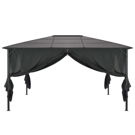 vidaXL Gazebo con Tende in Alluminio 4x3x2,6 m Nero