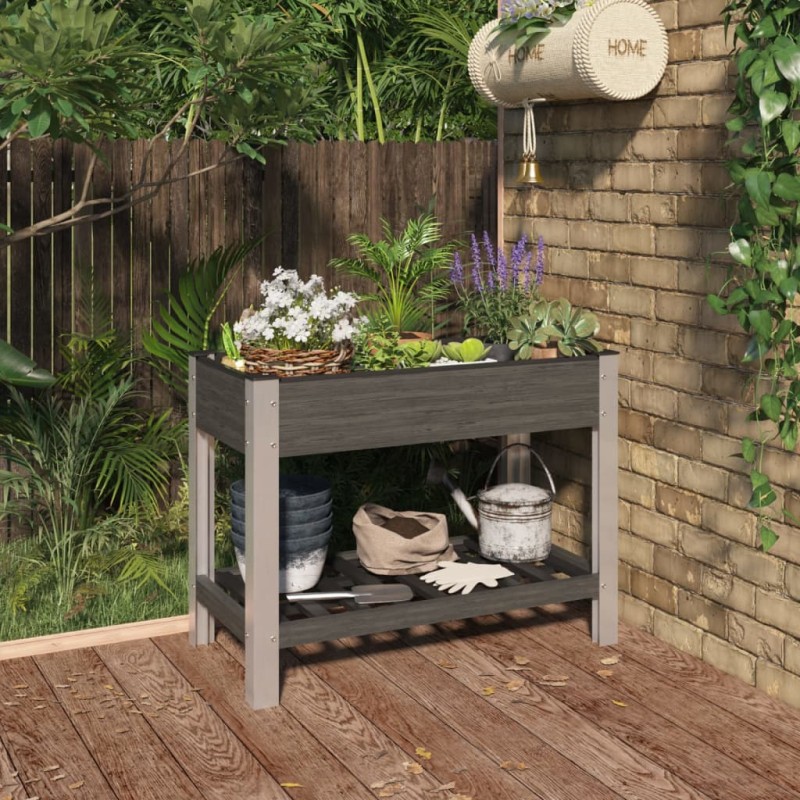 vidaXL Fioriera Rialzata Giardino con Ripiano Grigia 100x50x75 cm WPC vidaXL Fioriera Rialzata Giardino con Ripiano Grigia 100x50x75 cm WPC