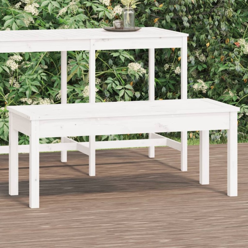 vidaXL Panca da Giardino Bianca 109x44x45 cm Legno Massello di Pino vidaXL Panca da Giardino Bianca 109x44x45 cm Legno Massello di Pino