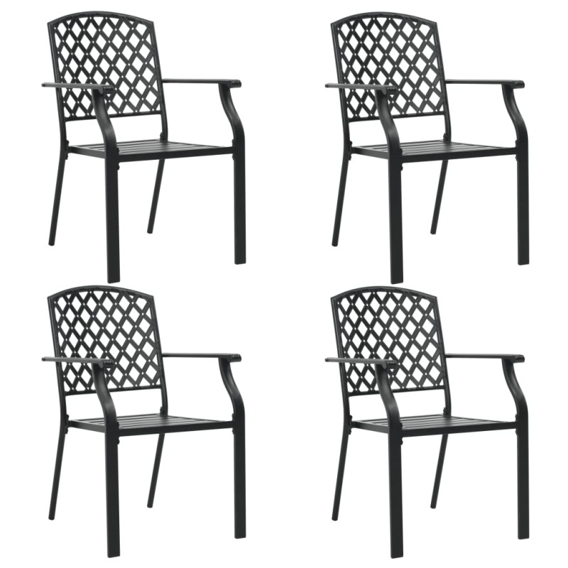 vidaXL Sedie da Esterno 4 pz Design a Rete in Acciaio Nero