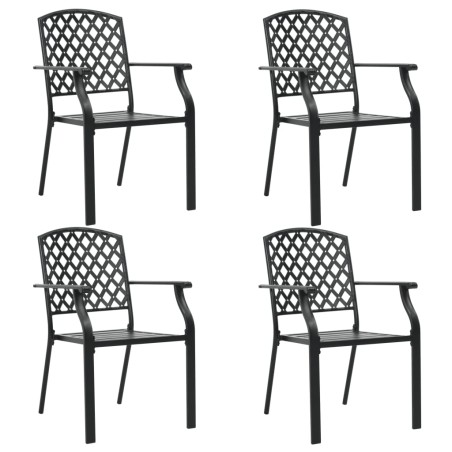 vidaXL Sedie da Esterno 4 pz Design a Rete in Acciaio Nero