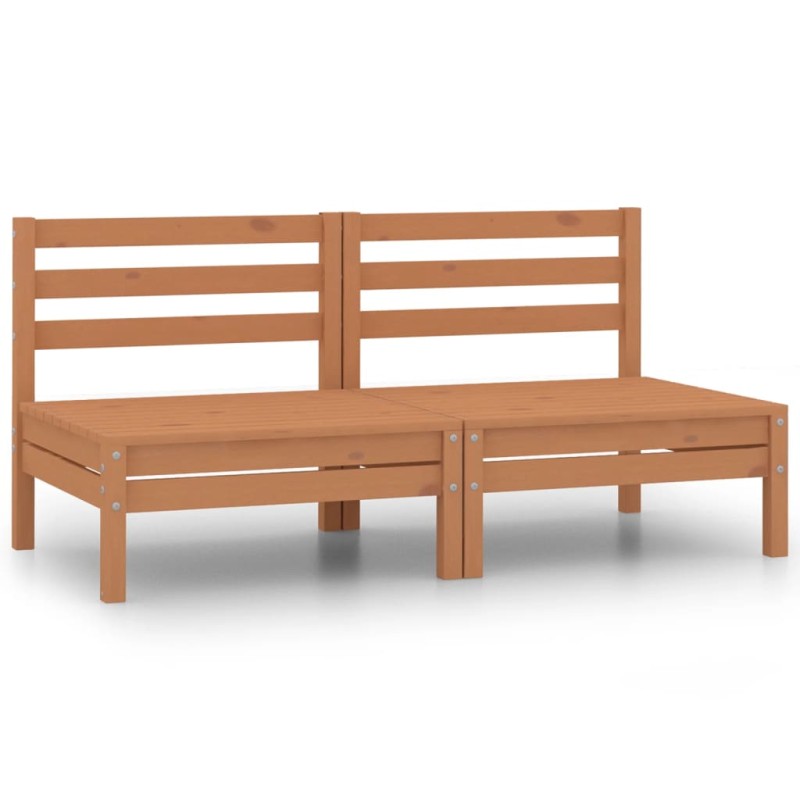 vidaXL Divani Centrali da Giardino 2 pz Massello di Pino Marrone Miele vidaXL Divani Centrali da Giardino 2 pz Massello di Pino Marrone Miele