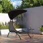 vidaXL Lettino Prendisole Tettuccio Nero 167x80x195cm Tessuto Acciaio vidaXL Lettino Prendisole Tettuccio Nero 167x80x195cm Tessuto Acciaio