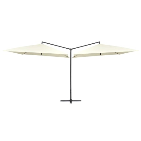 vidaXL Ombrellone Doppio con Palo in Acciaio 250x250 cm Bianco Sabbia