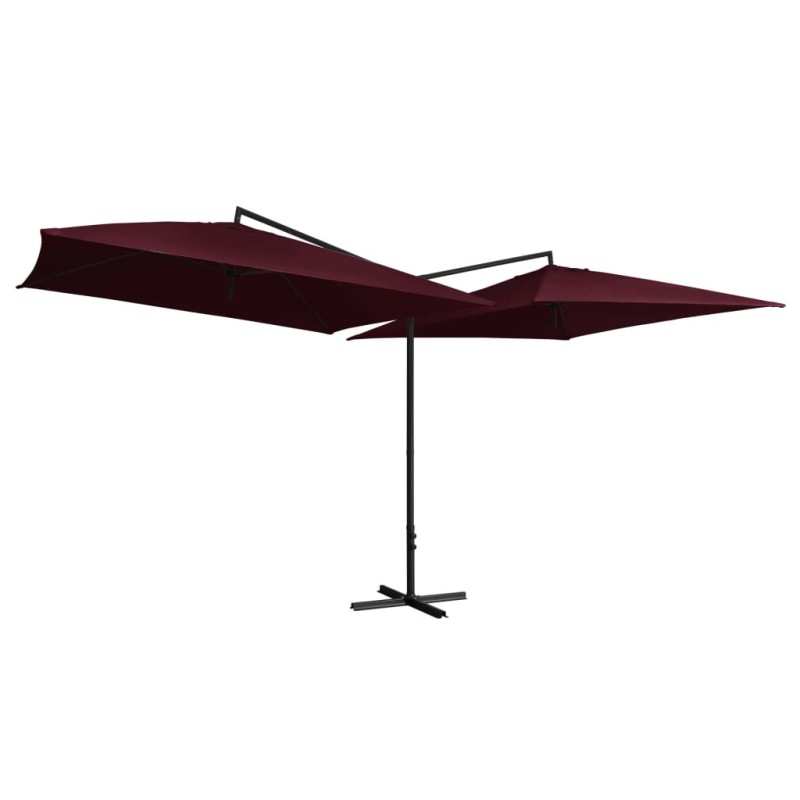 vidaXL Ombrellone Doppio con Palo in Acciaio 250x250 cm Rosso Bordò vidaXL Ombrellone Doppio con Palo in Acciaio 250x250 cm Rosso Bordò