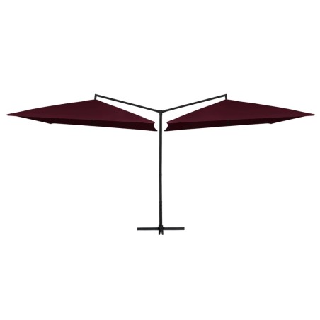 vidaXL Ombrellone Doppio con Palo in Acciaio 250x250 cm Rosso Bordò