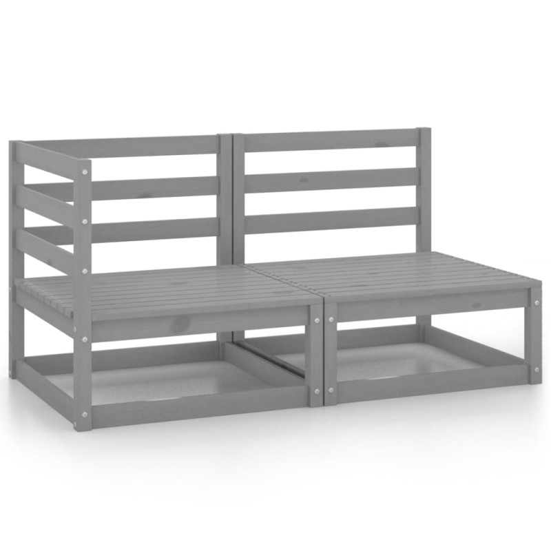 vidaXL Set Divani da Giardino 2 pz Grigio in Legno Massello di Pino vidaXL Set Divani da Giardino 2 pz Grigio in Legno Massello di Pino