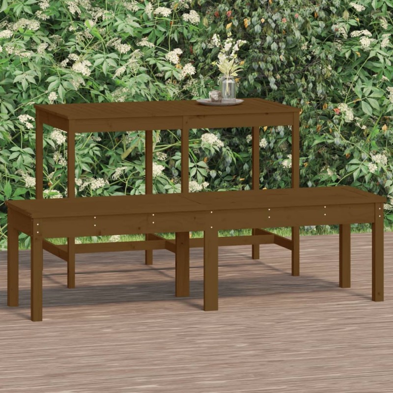 vidaXL Panca Giardino 2 Posti Miele 159,5x44x45cm Legno Massello Pino vidaXL Panca Giardino 2 Posti Miele 159,5x44x45cm Legno Massello Pino