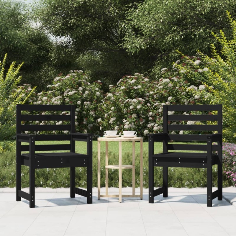 vidaXL Sedie da Giardino 2pz Nere 60x48x91 cm Legno Massello di Pino vidaXL Sedie da Giardino 2pz Nere 60x48x91 cm Legno Massello di Pino
