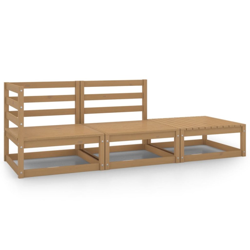 vidaXL Set Salotto da Giardino 3 pz Ambrato in Legno Massello di Pino vidaXL Set Salotto da Giardino 3 pz Ambrato in Legno Massello di Pino