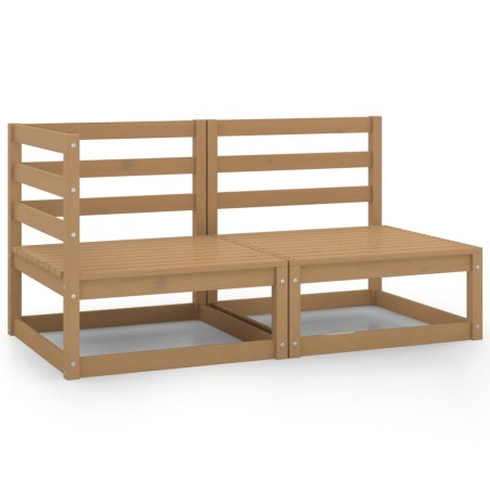vidaXL Set Divani da Giardino 2 pz Miele in Legno Massello di Pino