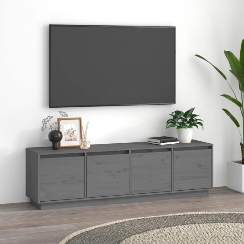 Mobile Porta TV Grigio 156x37x45 cm in Legno Massello di Pino Mobile Porta TV Grigio 156x37x45 cm in Legno Massello di Pino