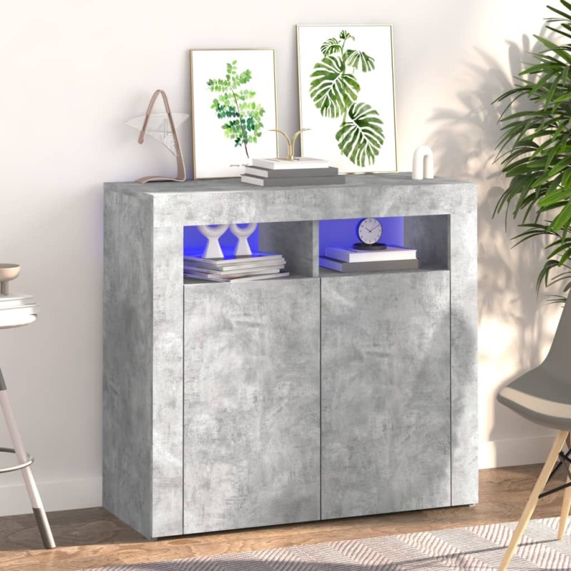 vidaXL Credenza con Luci LED Grigio Cemento 80x35x75 cm vidaXL Credenza con Luci LED Grigio Cemento 80x35x75 cm