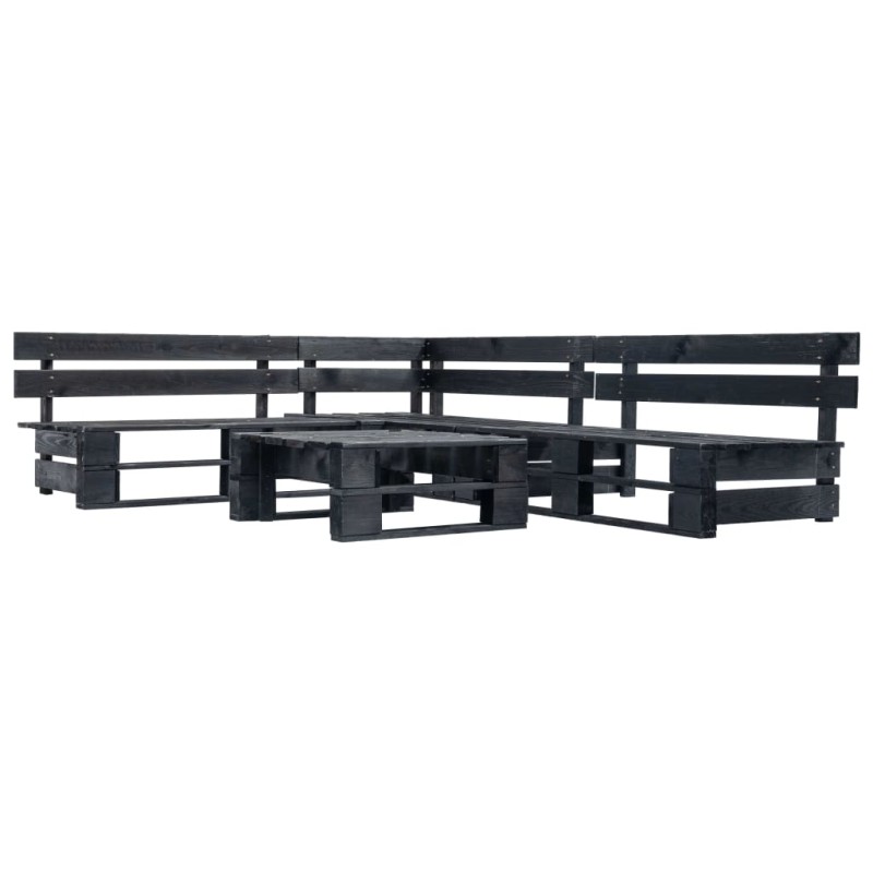 vidaXL Divani da Giardino su Pallet 4 pz Neri in Legno