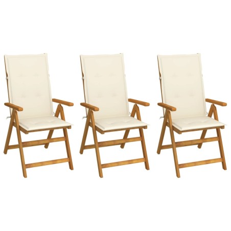 vidaXL Sedie da Giardino Pieghevoli 3 pz con Cuscini Acacia Massello