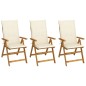 vidaXL Sedie da Giardino Pieghevoli 3 pz con Cuscini Acacia Massello vidaXL Sedie da Giardino Pieghevoli 3 pz con Cuscini Acacia Massello