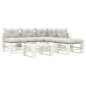vidaXL Set Salotto da Giardino su Pallet 6 pz e Cuscini Beige in Legno vidaXL Set Salotto da Giardino su Pallet 6 pz e Cuscini Beige in Legno