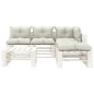 vidaXL Set Salotto da Giardino su Pallet 6 pz e Cuscini Beige in Legno vidaXL Set Salotto da Giardino su Pallet 6 pz e Cuscini Beige in Legno
