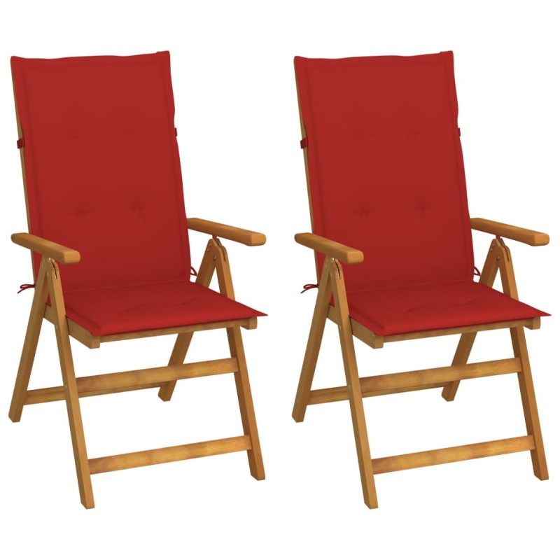 vidaXL Sedie da Giardino Reclinabili 2 pz con Cuscini Massello Acacia vidaXL Sedie da Giardino Reclinabili 2 pz con Cuscini Massello Acacia