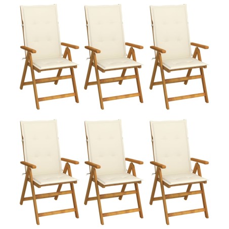 vidaXL Sedie da Giardino Pieghevoli 6 pz con Cuscini Massello Acacia