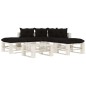 vidaXL Set Salotto da Giardino su Pallet 6pz con Cuscini Neri in Legno vidaXL Set Salotto da Giardino su Pallet 6pz con Cuscini Neri in Legno