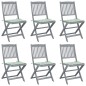 vidaXL Sedie da Giardino Pieghevoli 6 pz con Cuscini Massello Acacia vidaXL Sedie da Giardino Pieghevoli 6 pz con Cuscini Massello Acacia
