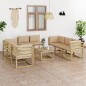 vidaXL Set Salotto Giardino con Cuscini 9 pz in Pino Impregnato vidaXL Set Salotto Giardino con Cuscini 9 pz in Pino Impregnato
