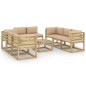 vidaXL Set Salotto Giardino con Cuscini 9 pz in Pino Impregnato vidaXL Set Salotto Giardino con Cuscini 9 pz in Pino Impregnato