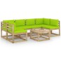 vidaXL Set Salotto Giardino con Cuscini 7 pz in Pino Impregnato