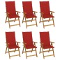 vidaXL Sedie da Giardino Pieghevoli 6 pz con Cuscini Massello Acacia vidaXL Sedie da Giardino Pieghevoli 6 pz con Cuscini Massello Acacia