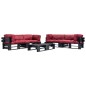 vidaXL Set Divani da Giardino Pallet 6 pz con Cuscini Rossi in Legno vidaXL Set Divani da Giardino Pallet 6 pz con Cuscini Rossi in Legno