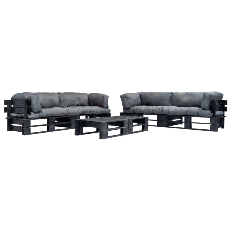 vidaXL Set Divani da Giardino Pallet 6 pz con Cuscini Grigi in Legno vidaXL Set Divani da Giardino Pallet 6 pz con Cuscini Grigi in Legno