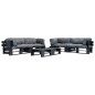 vidaXL Set Divani da Giardino Pallet 6 pz con Cuscini Grigi in Legno vidaXL Set Divani da Giardino Pallet 6 pz con Cuscini Grigi in Legno