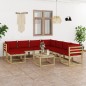 vidaXL Set Salotto Giardino con Cuscini 9 pz in Pino Impregnato vidaXL Set Salotto Giardino con Cuscini 9 pz in Pino Impregnato