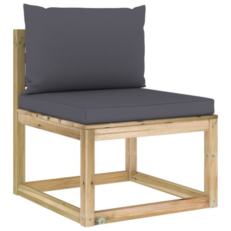 vidaXL Divano Centrale da Giardino con Cuscini Pino Impregnato Verde