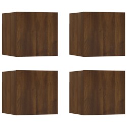 Armadietti TV Montati a Parete 4pz Rovere Marrone 30,5x30x30 cm