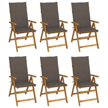 vidaXL Sedie da Giardino Pieghevoli 6 pz con Cuscini Massello Acacia
