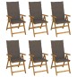 vidaXL Sedie da Giardino Pieghevoli 6 pz con Cuscini Massello Acacia