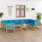 vidaXL Set Salotto Giardino con Cuscini 10 pz in Pino Impregnato vidaXL Set Salotto Giardino con Cuscini 10 pz in Pino Impregnato