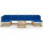 vidaXL Set Salotto Giardino con Cuscini 8 pz in Pino Impregnato vidaXL Set Salotto Giardino con Cuscini 8 pz in Pino Impregnato