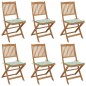 vidaXL Sedie da Giardino Pieghevoli 6 pz con Cuscini Massello Acacia vidaXL Sedie da Giardino Pieghevoli 6 pz con Cuscini Massello Acacia