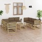 vidaXL Set Salotto Giardino con Cuscini 9 pz in Pino Impregnato vidaXL Set Salotto Giardino con Cuscini 9 pz in Pino Impregnato