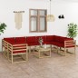vidaXL Set Salotto Giardino con Cuscini 10 pz in Pino Impregnato vidaXL Set Salotto Giardino con Cuscini 10 pz in Pino Impregnato